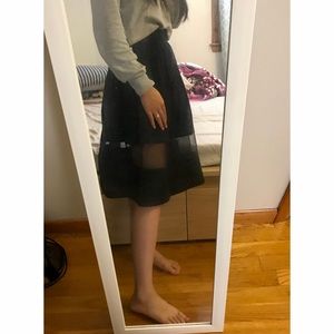 Express Black Skater midi Skirt